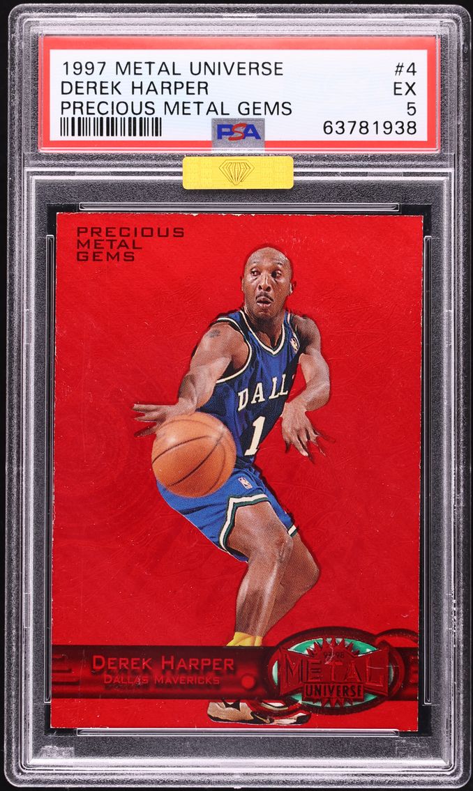 1997 Metal Universe Precious Metal Gems PMG Red Derek Harper /100 #4 MBA PSA 5 EX