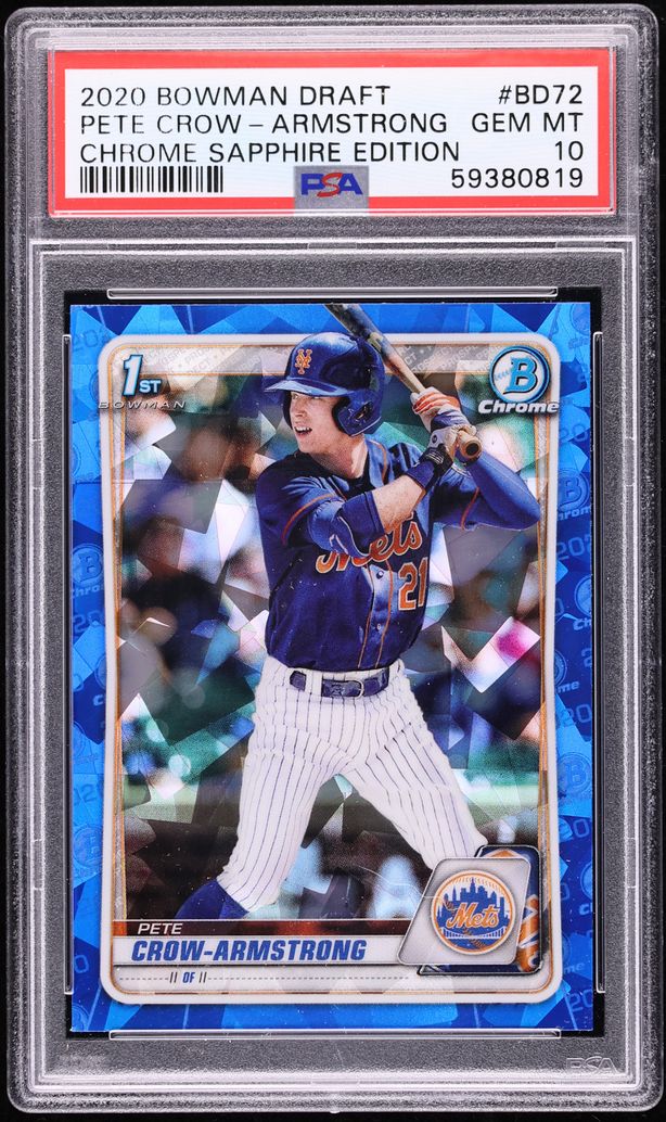 2020 Bowman Chrome Draft Sapphire Pete Crow-Armstrong PROSPECT #BD-72 PSA 10 GEM MINT