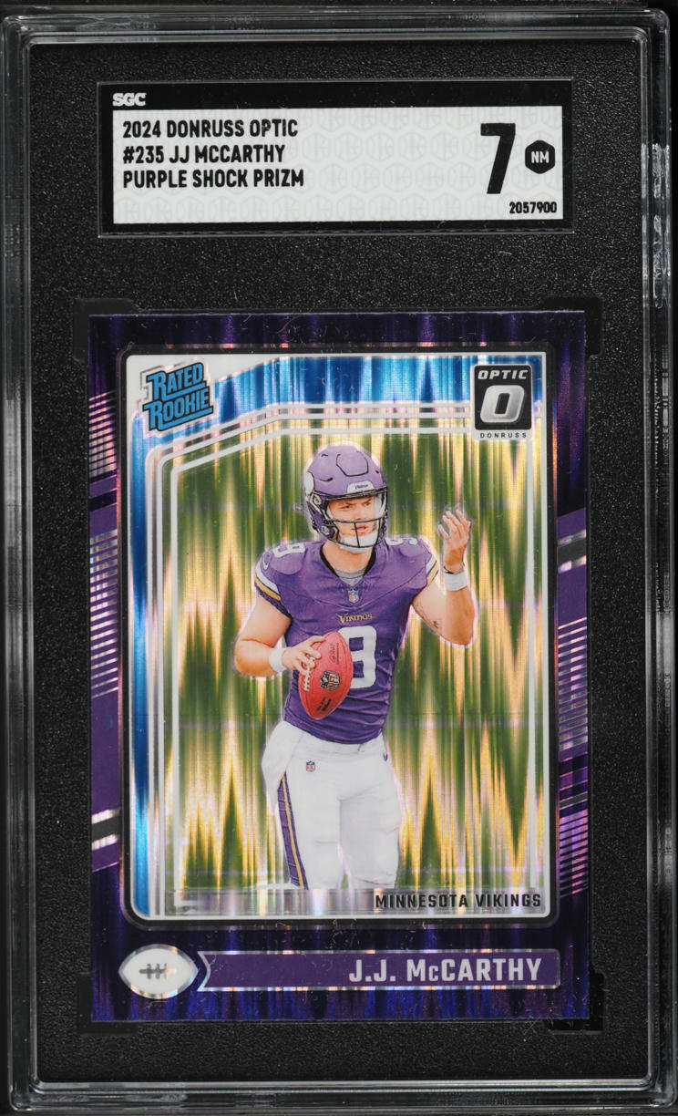 2024 Donruss Optic Purple Shock Prizm J.J. McCarthy ROOKIE #235 SGC 7 NRMT