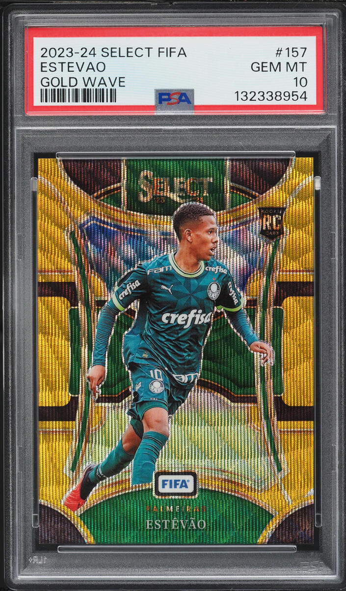 2023 Select FIFA Mezzanine Gold Wave Estevao ROOKIE /10 #157 PSA 10 GEM MINT