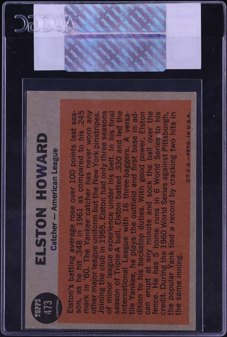1962 Topps Elston Howard ALL-STAR #473 CGC AUTH