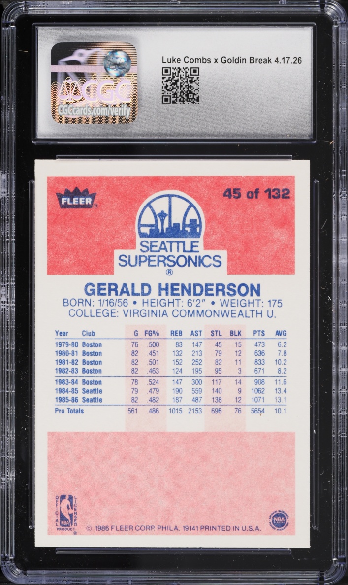1986 Fleer Basketball Gerald Henderson #45 CGC 6.5 EXMT+