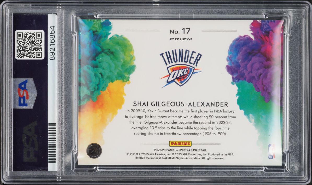 2022 Panini Spectra Color Blast Shai Gilgeous-Alexander #17 PSA 10 GEM MINT