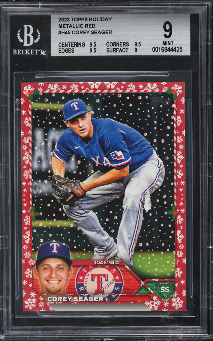 2023 Topps Holiday Metallic Red Corey Seager /99 #H45 BGS 9 MINT