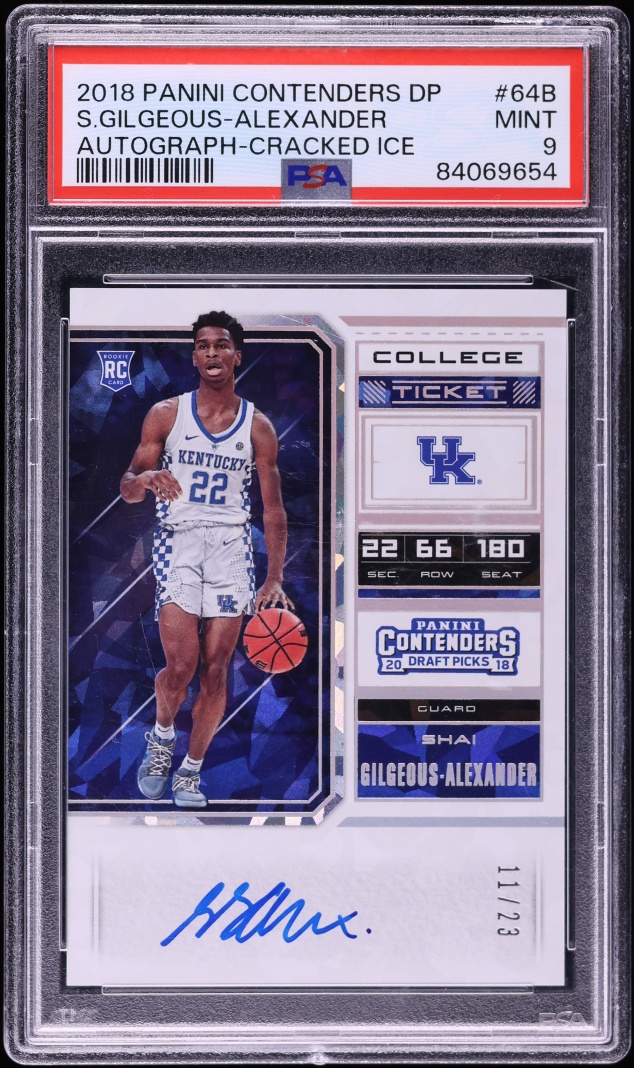 2018 Panini Contenders Cracked Ice Shai Gilgeous-Alexander ROOKIE AUTO /23 #64 PSA 9 MINT