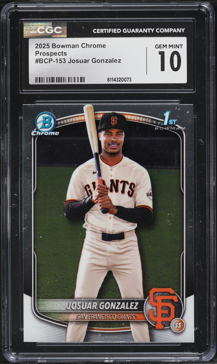 2025 Bowman Chrome Josuar Gonzalez PROSPECT #BCP-153 CGC 10 GEM MINT