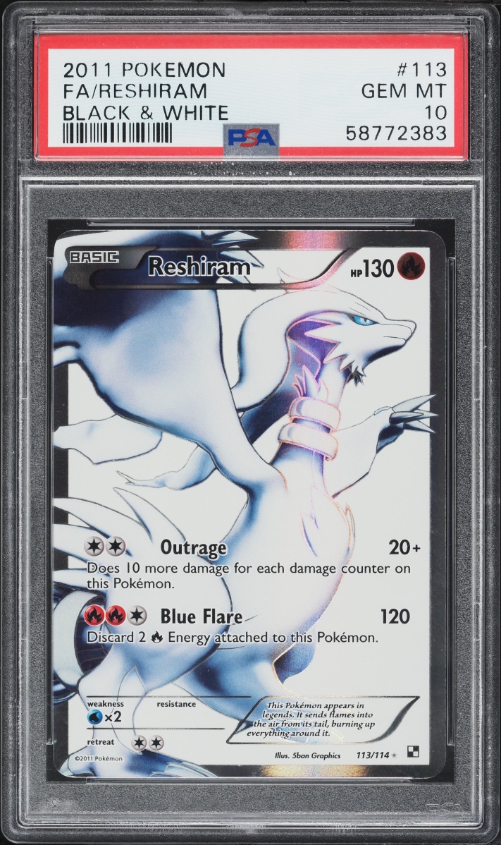 2011 Pokemon Black & White Full Art Reshiram #113 PSA 10 GEM MINT