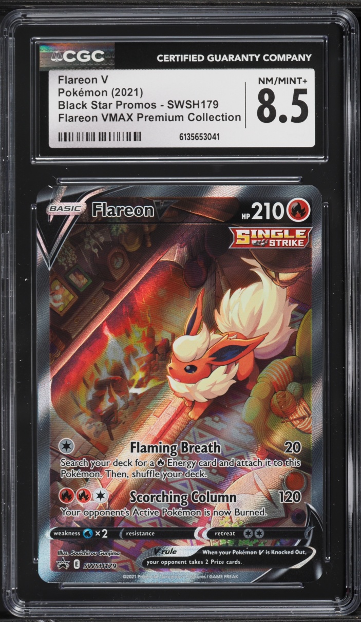 2021 Pokemon SWSH Promo VMAX Premium Collection Alt Art Flareon V #SWSH179 CGC 8.5 NM-MT+