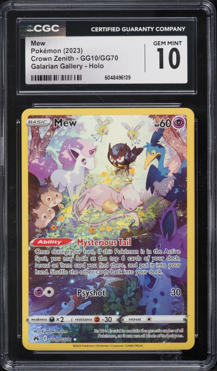 2023 Pokemon Sword & Shield Crown Zenith Galarian Gallery Alt Art Mew #GG10 CGC 10 GEM MINT