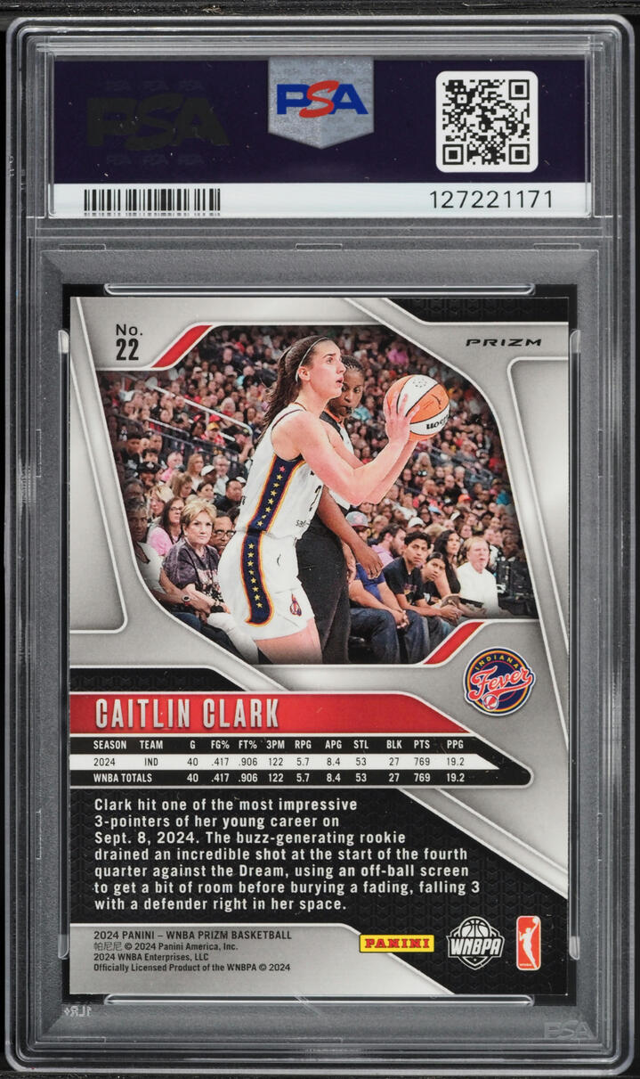 2024 Panini Prizm WNBA Blue Velocity Caitlin Clark ROOKIE #22 PSA 9 MINT