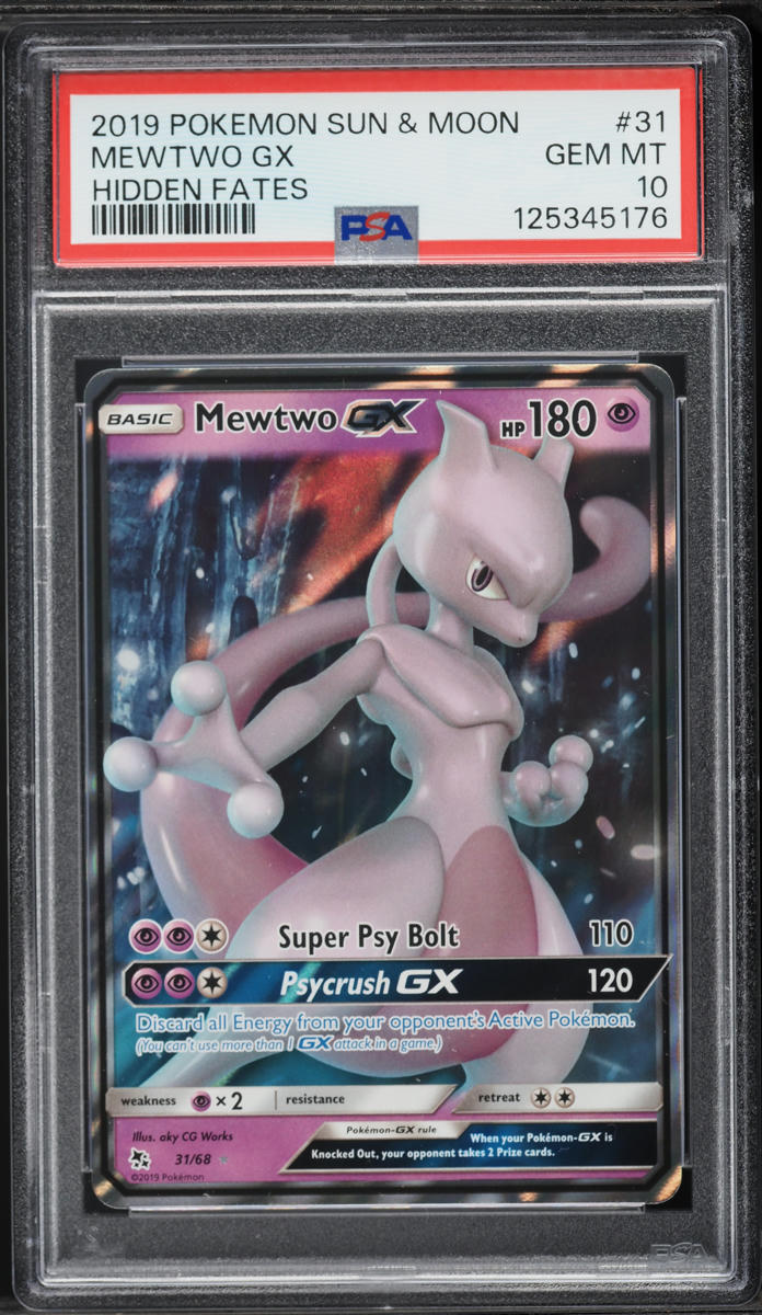 2019 Pokemon Sun & Moon Hidden Fates Full Art Mewtwo GX #31 PSA 10 GEM MINT