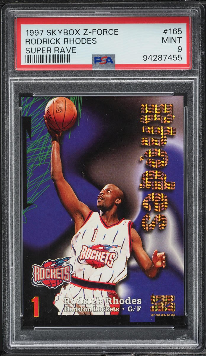 1997 Skybox Z-Force Super Rave Rodrick Rhodes ROOKIE /50 #165 PSA 9 MINT