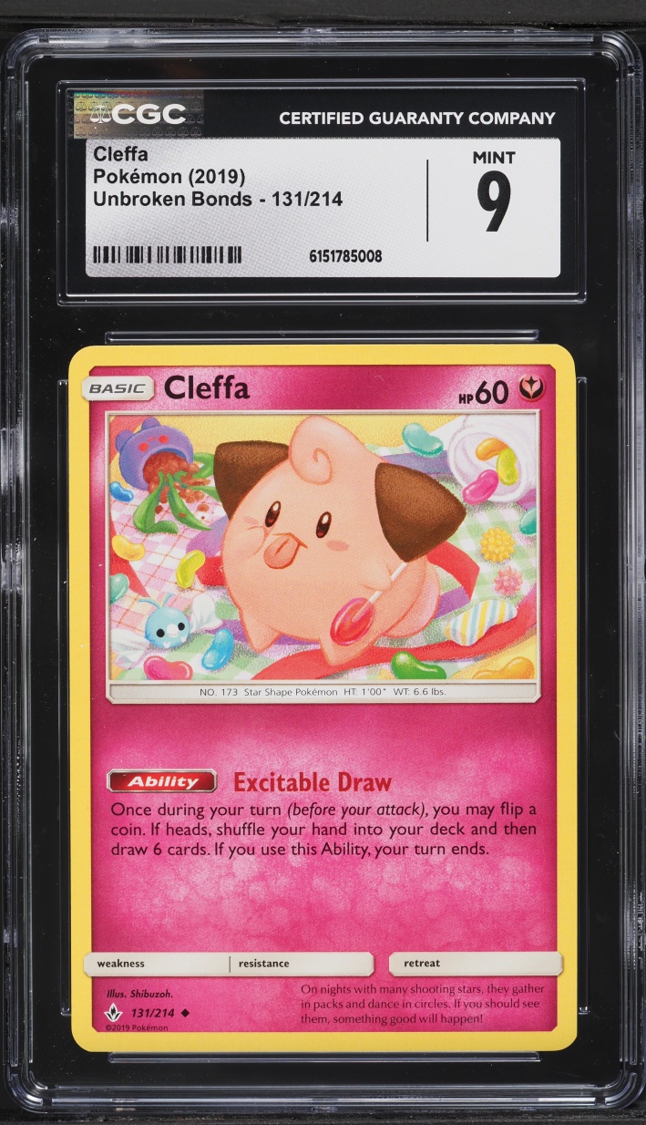 2019 Pokemon Sun & Moon Unbroken Bonds Cleffa #131 CGC 9 MINT