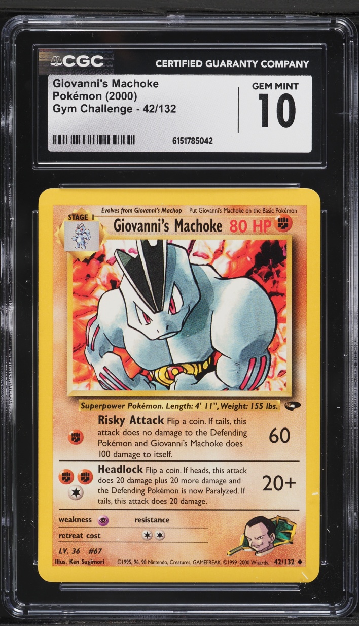 2000 Pokemon Gym Challenge Giovanni's Machoke #42 CGC 10 GEM MINT