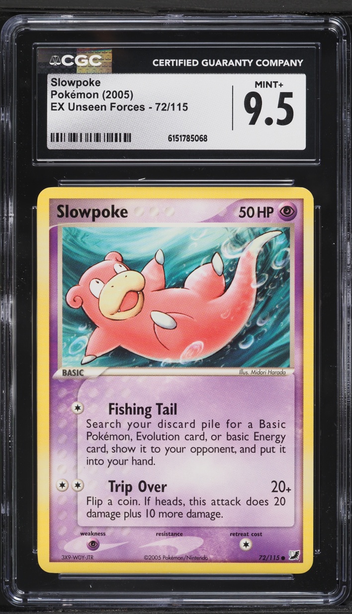 2005 Pokemon Ex Unseen Forces Slowpoke #72 CGC 9.5 MINT+