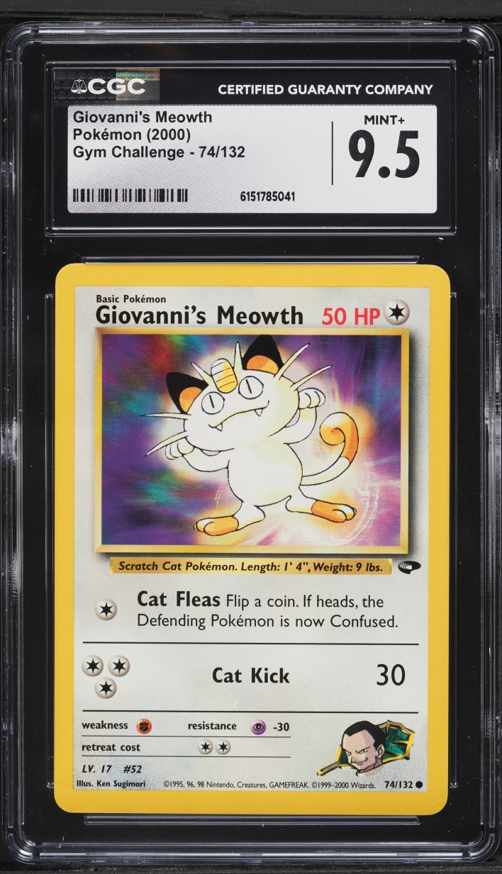 2000 Pokemon Gym Challenge Giovanni's Meowth #74 CGC 9.5 MINT+