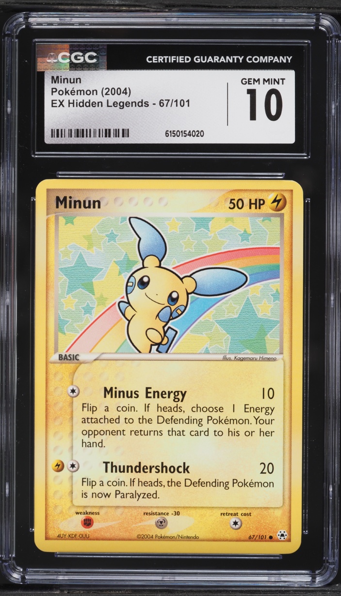 2004 Pokemon EX Hidden Legends Minun #67 CGC 10 GEM MINT