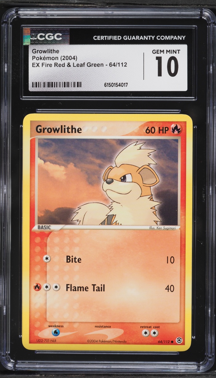 2004 Pokemon EX Fire Red & Leaf Green Growlithe #64 CGC 10 GEM MINT