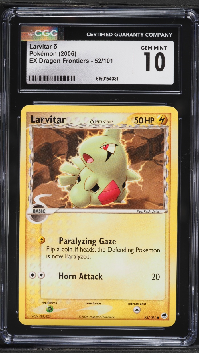 2006 Pokemon Ex Dragon Frontiers Larvitar #52 CGC 10 GEM MINT