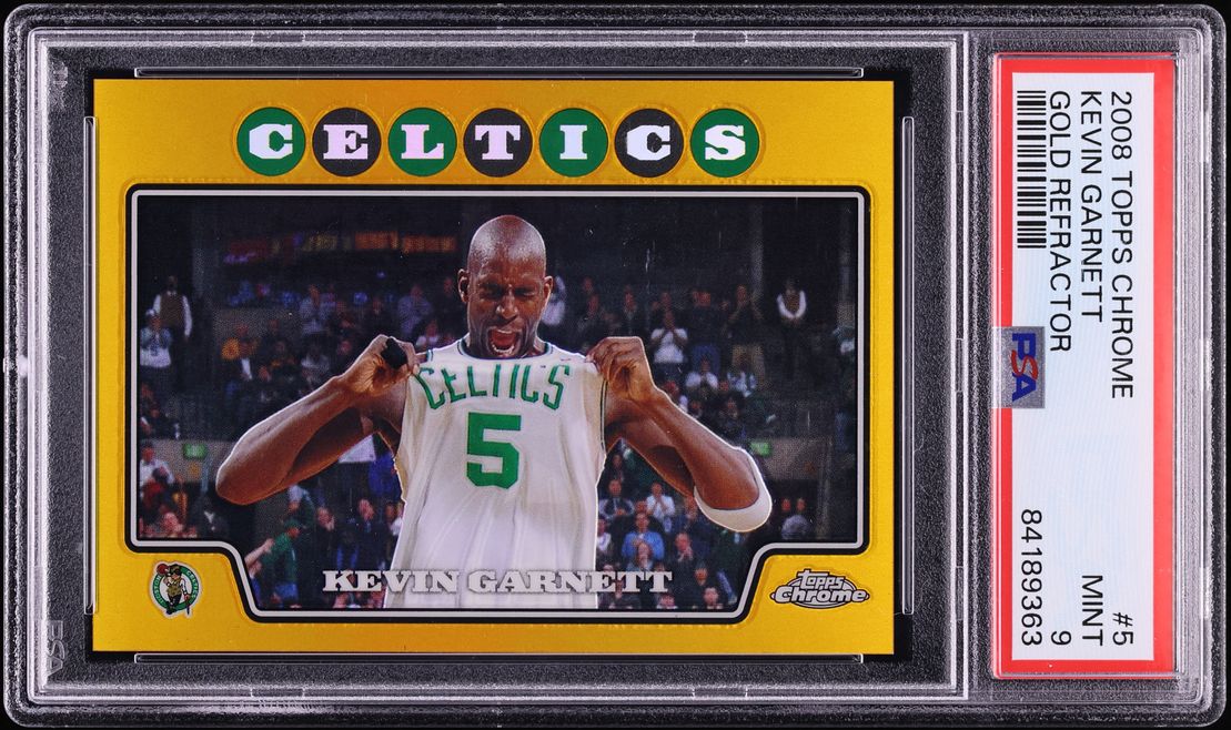 2008 Topps Chrome Gold Refractor Kevin Garnett /50 #5 PSA 9 MINT - Photo 1