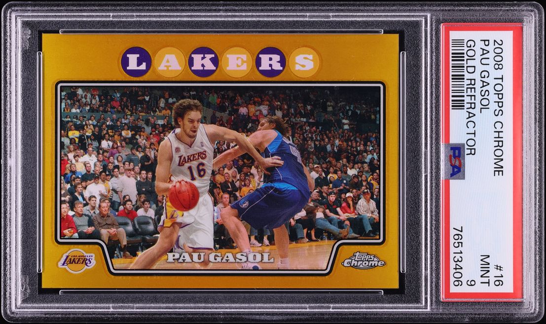 2008 Topps Chrome Gold Refractor Pau Gasol /50 #16 PSA 9 MINT - Photo 1