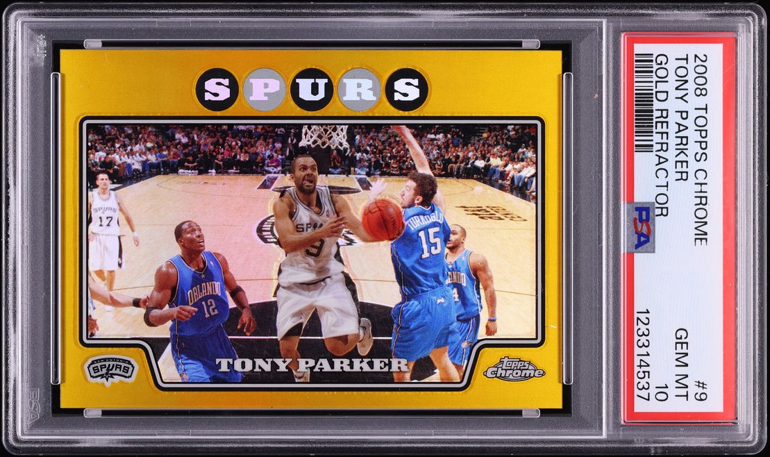 2008 Topps Chrome Gold Refractor Tony Parker /50 #9 PSA 10 GEM MINT - Photo 1