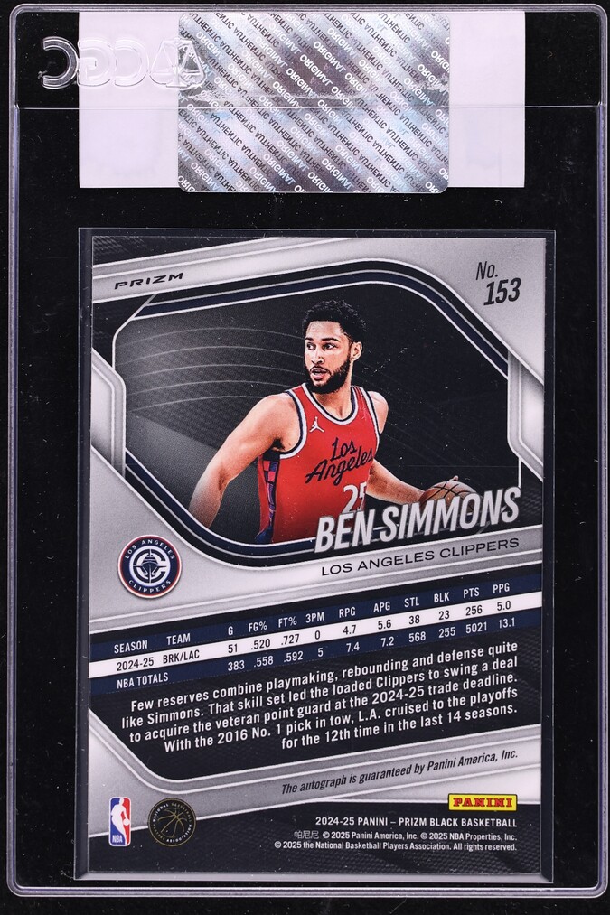 2024 Panini Prizm Black Silver Ben Simmons AUTO #153 CGC AUTH