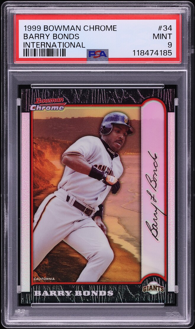 1999 Bowman Chrome International Refractor Barry Bonds /100 #34 PSA 9 MINT