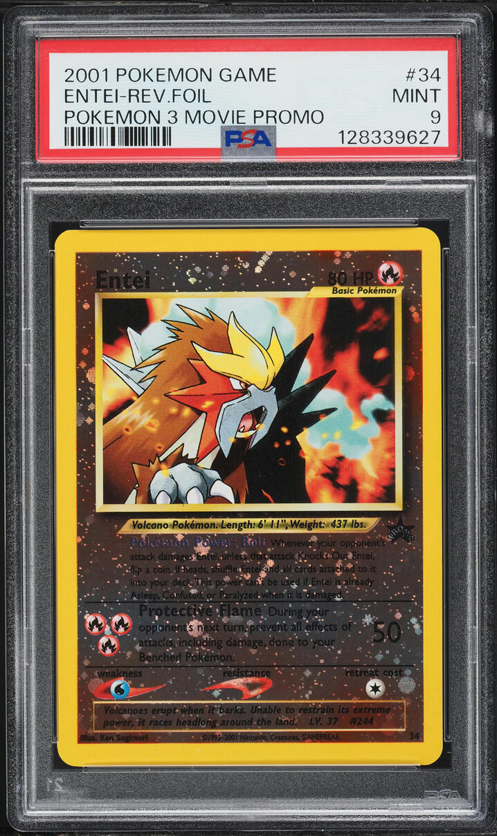 2001 Pokemon Movie 3 Promo Reverse Holo Entei #34 PSA 9 MINT