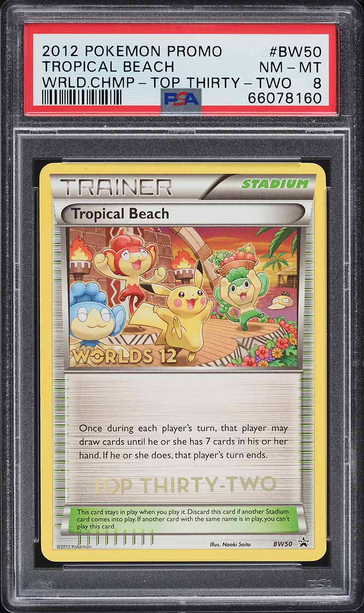 2012 Pokemon World Championships Promo Top Thirty-Two Tropical Beach #BW50 PSA 8