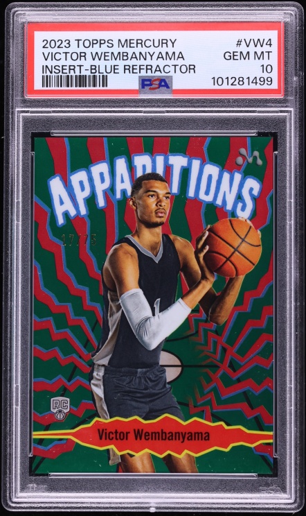 2023 Topps Mercury Insert Blue Refractor Victor Wembanyama ROOKIE /75 #VW-4 PSA 10 GEM MINT