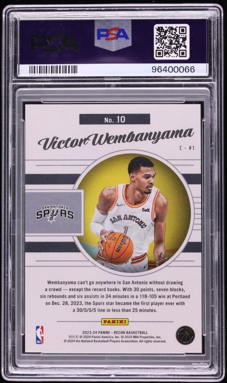 2023 Panini Recon Fuzion Victor Wembanyama ROOKIE #10 PSA 9 MINT