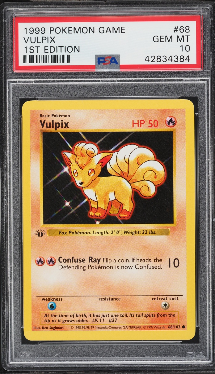 1999 Pokemon Base Set Shadowless 1st Edition Vulpix #68 PSA 10 GEM MINT