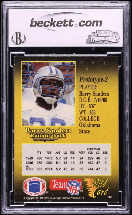 1991 Wild Card NFL Prototype Barry Sanders #2 BCCG 9