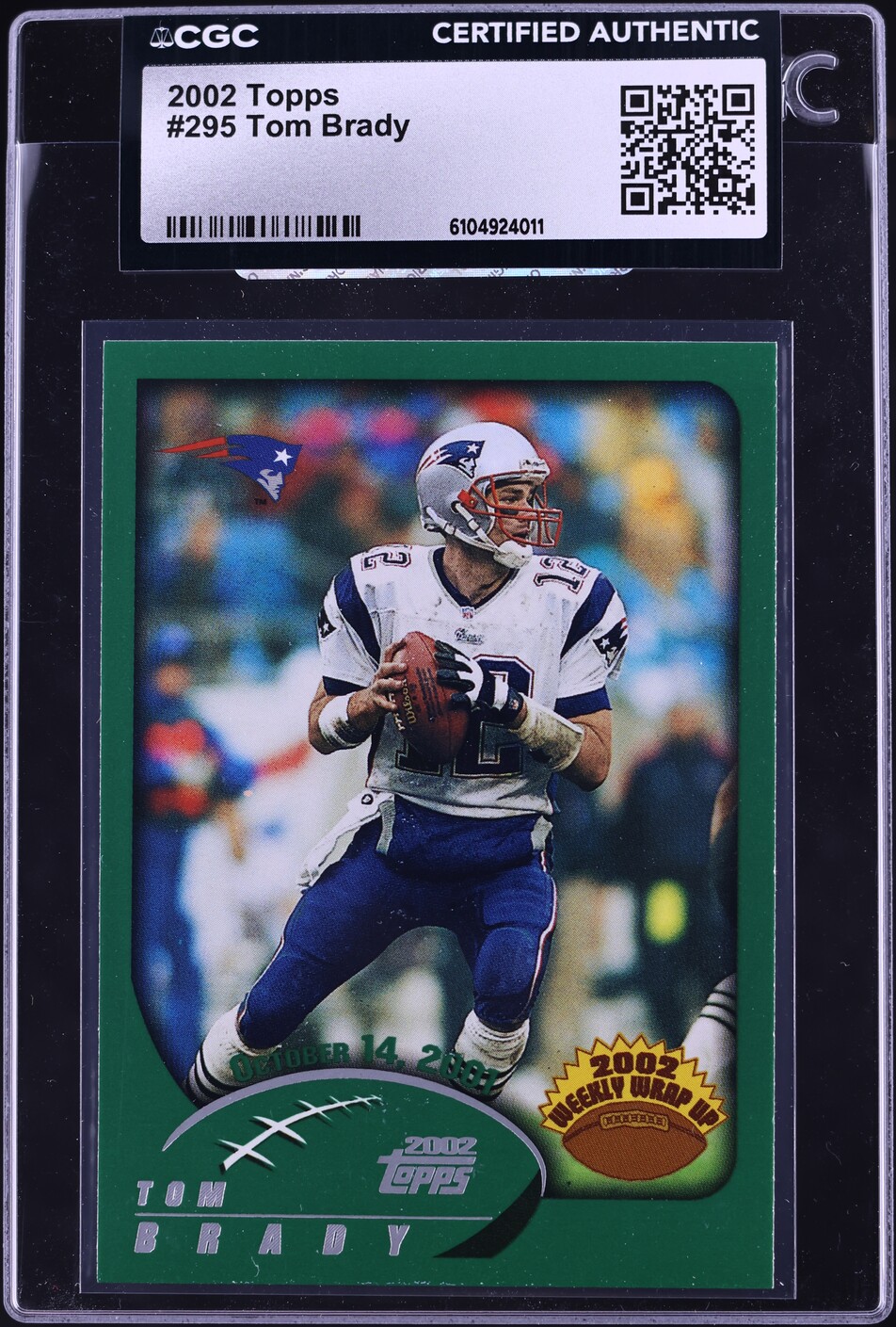 2002 Topps Football Tom Brady #295 CGC AUTH