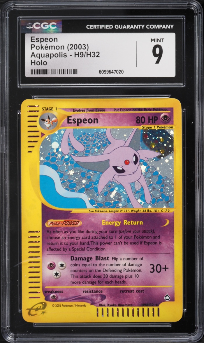 2003 Pokemon Aquapolis Holo Espeon #H9 CGC 9 MINT