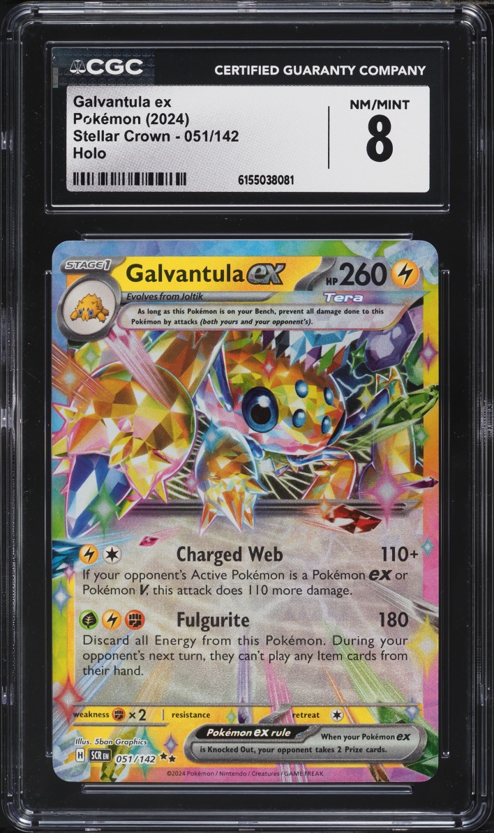 2024 Pokemon Scarlet & Violet Stellar Crown Holo Galvantula Ex #51 CGC 8 NM-MT