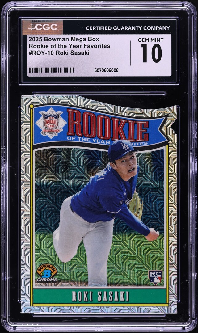 2025 Bowman Chrome Mega Box ROY Favorites Roki Sasaki ROOKIE #ROY-10 CGC 10 GEM MINT