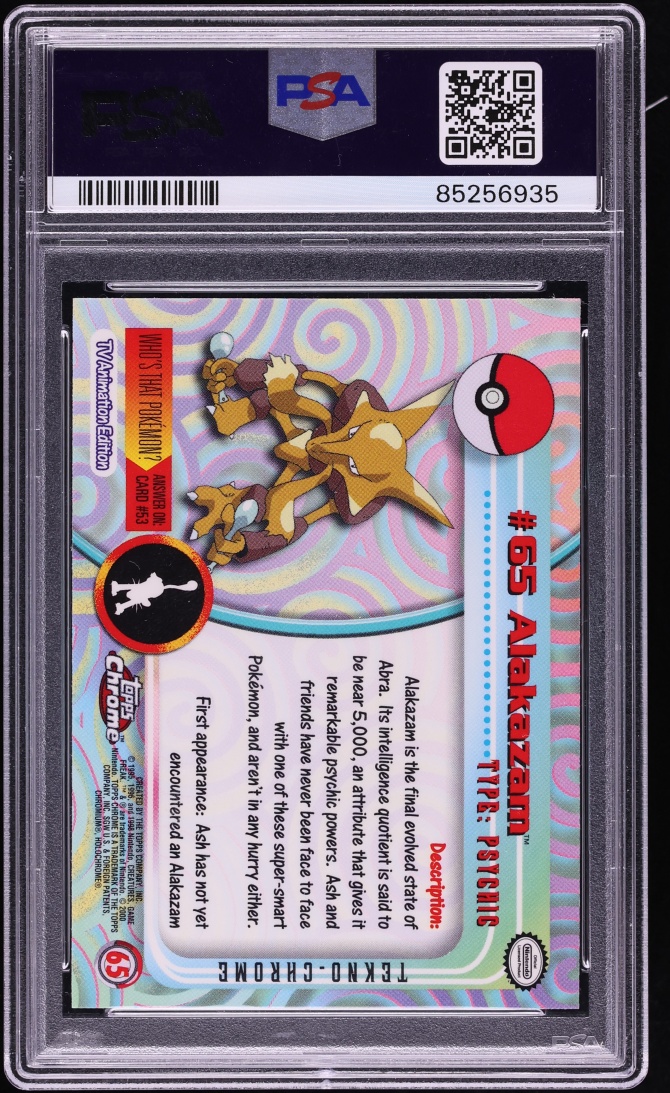 2000 Topps Chrome Pokemon T.V. Tekno Alakazam #65 PSA 10 GEM MINT