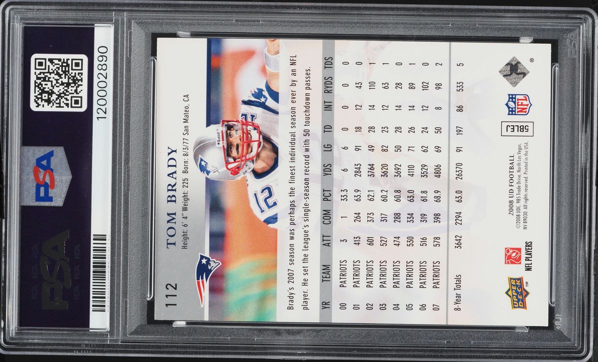 2008 Upper Deck Football Tom Brady #112 PSA 10 GEM MINT