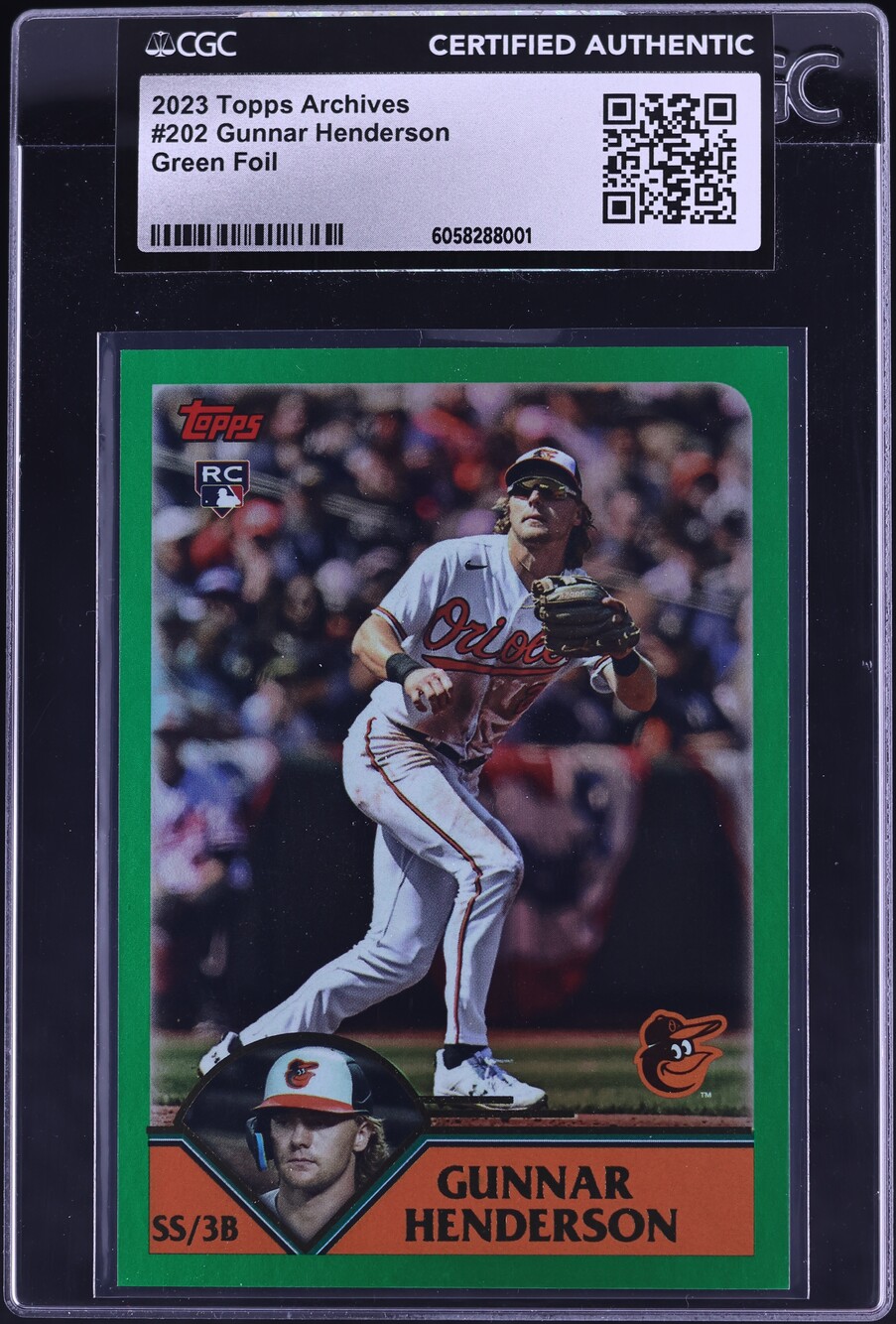 2023 Topps Archives Green Foil Gunnar Henderson ROOKIE /99 #202 CGC AUTH