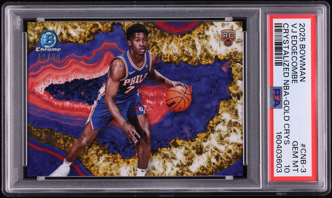 2025 Bowman Chrome Crystalized Gold VJ Edgecombe ROOKIE /50 #CNB-3 PSA 10 GEM MINT