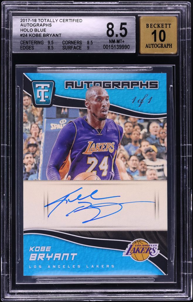 2017 Panini Totally Certified Autographs Holo Blue Kobe Bryant AUTO 1/1 #24 BGS 8.5 NM-MT+