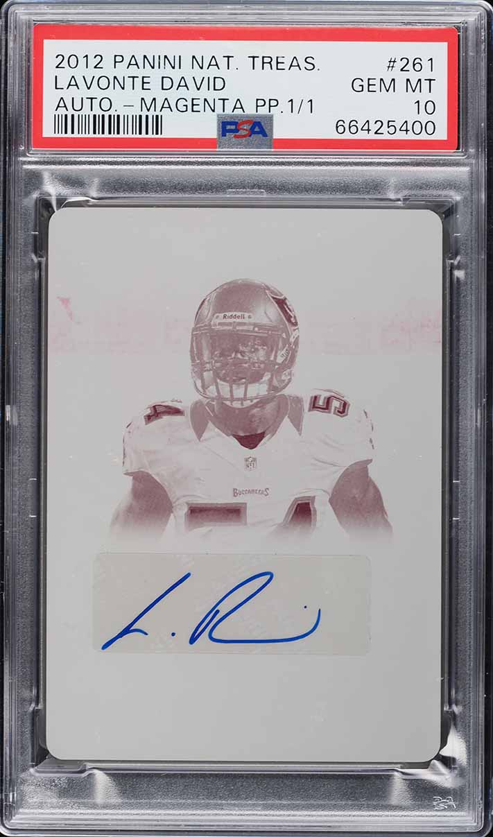 2012 National Treasures Printing Plate LaVonte David ROOKIE AUTO 1/1 #261 PSA 10