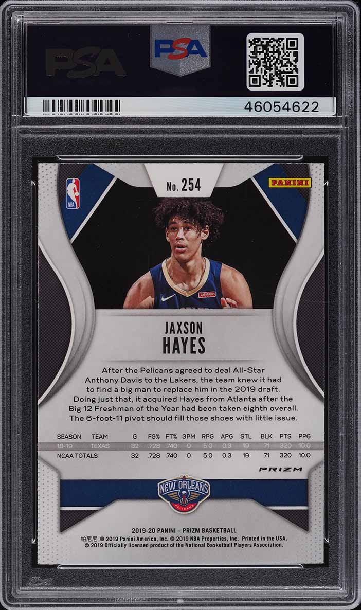 2019 Panini Prizm Silver Prizms Jaxson Hayes ROOKIE #254 PSA 10 GEM MINT