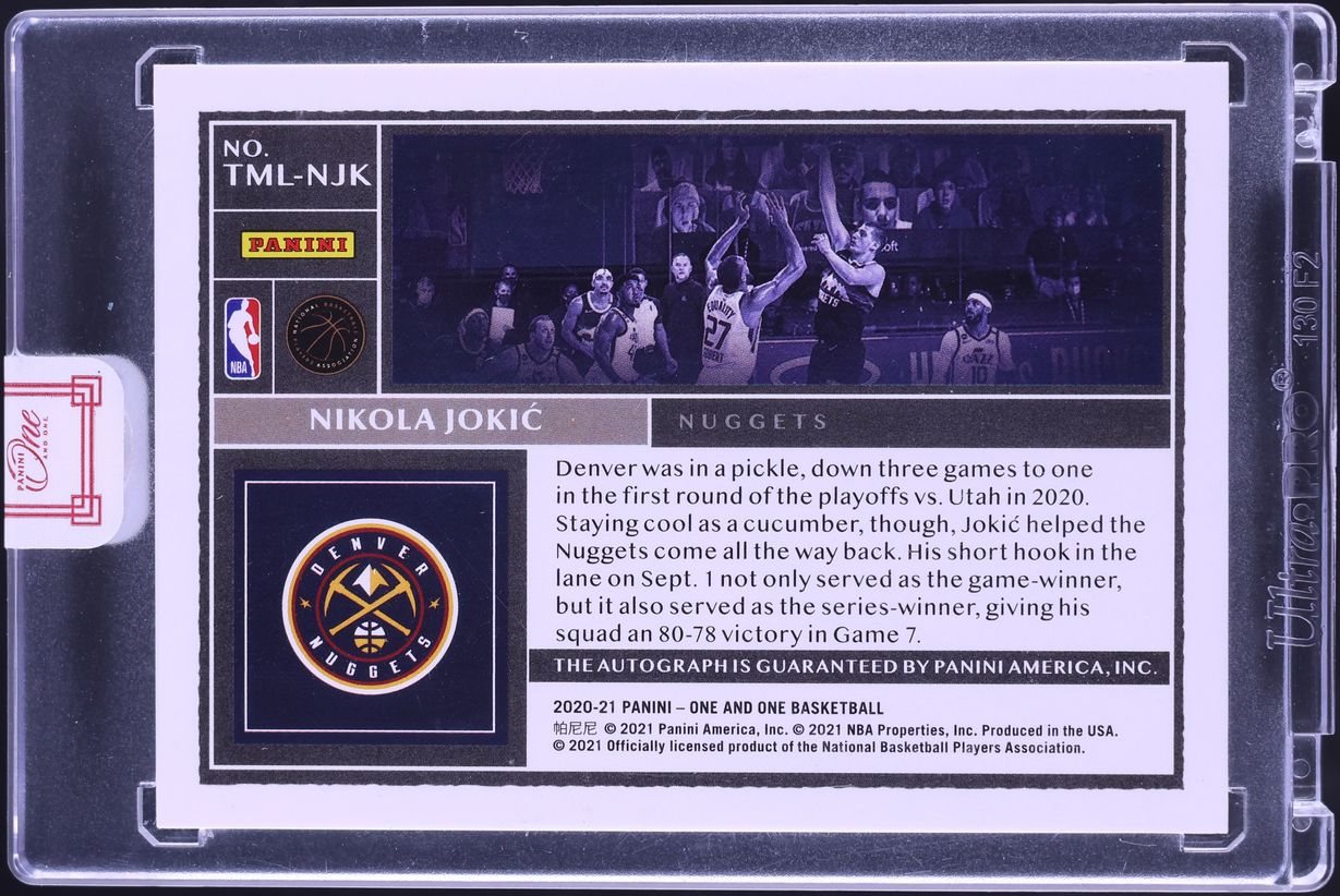 2020 Panini One And One Timeless Moments Red Nikola Jokic AUTO /15 #TML-NJL