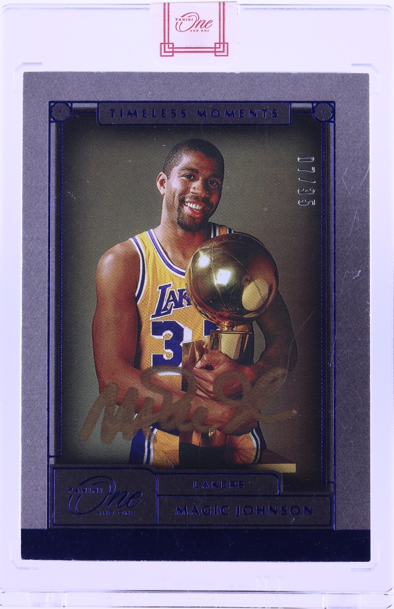 2020 Panini One And One Timeless Moments Blue Magic Johnson AUTO /35 #TML-MJN