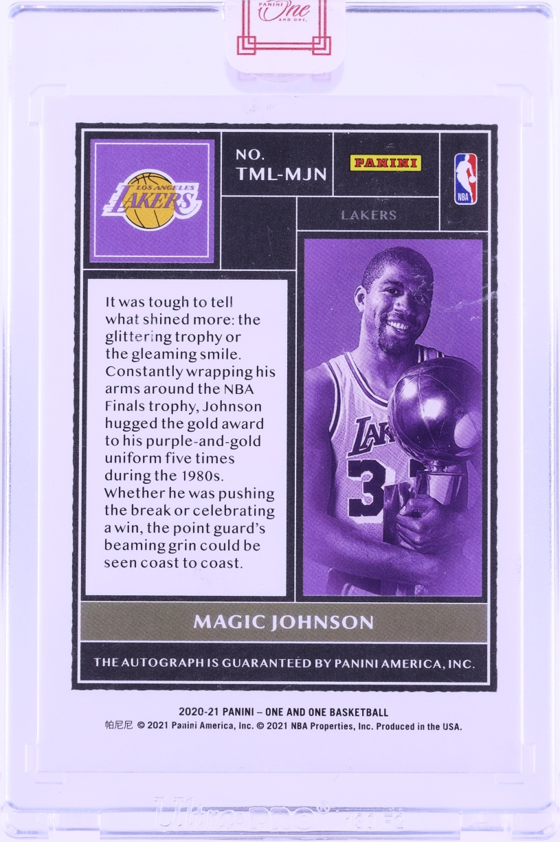 2020 Panini One And One Timeless Moments Blue Magic Johnson AUTO /35 #TML-MJN