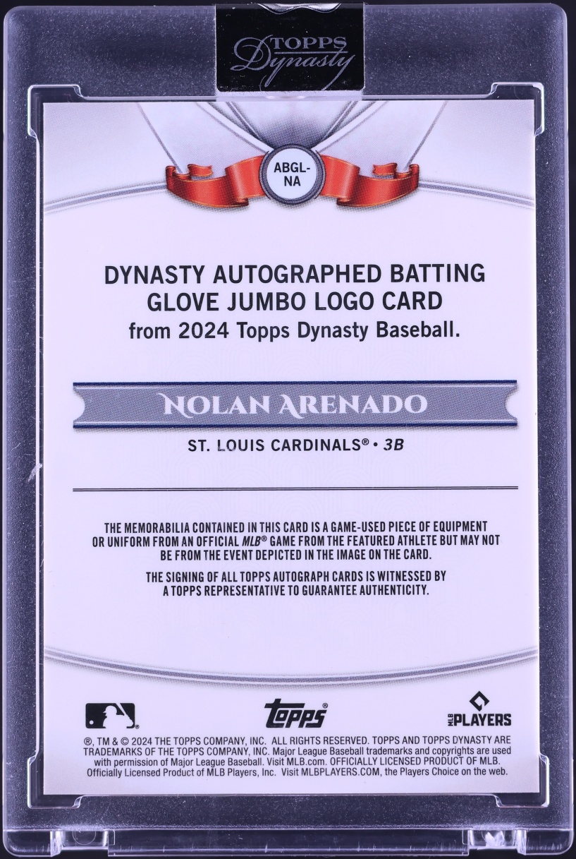 2024 Topps Dynasty Jumbo Batting Glove Nolan Arenado NIKE TAG PATCH AUTO 1/1 #ABGL-NA