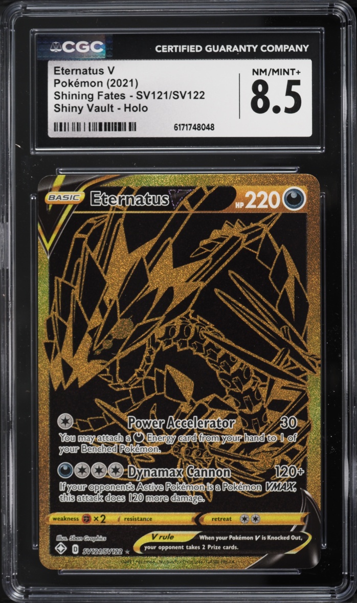 2021 Pokemon Sword & Shield Shining Fates Gold Rare Eternatus VMAX #SV121 CGC 8.5 NM-MT+